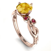 14K Gold Radiant Citrine Flower Harmony Ring - Autumn No. 611 image 1