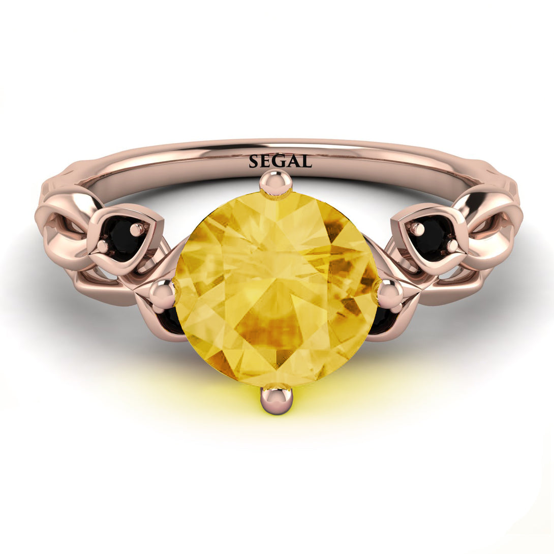 14K Gold Radiant Citrine Flower Harmony Ring - Autumn No. 608