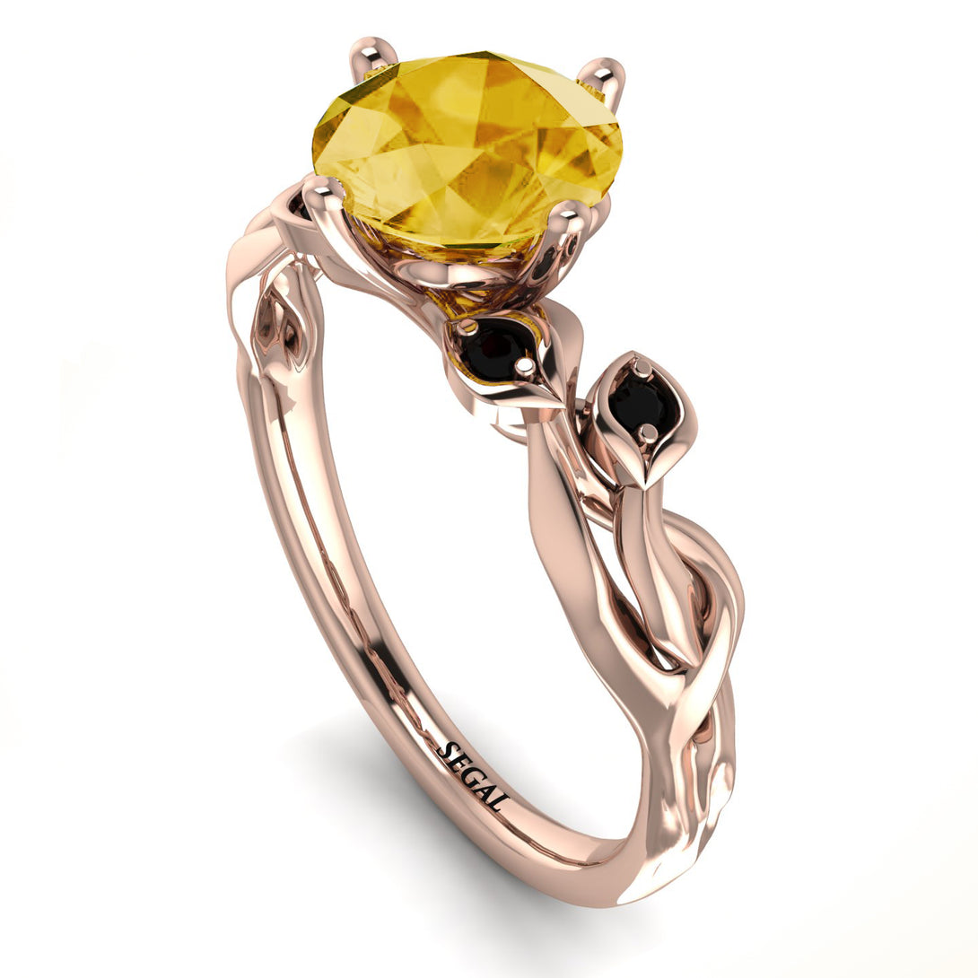 14K Gold Radiant Citrine Flower Harmony Ring - Autumn No. 608