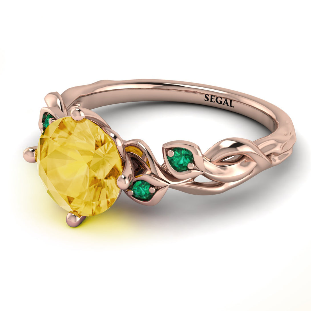 14K Gold Radiant Citrine Flower Harmony Ring - Autumn No. 605