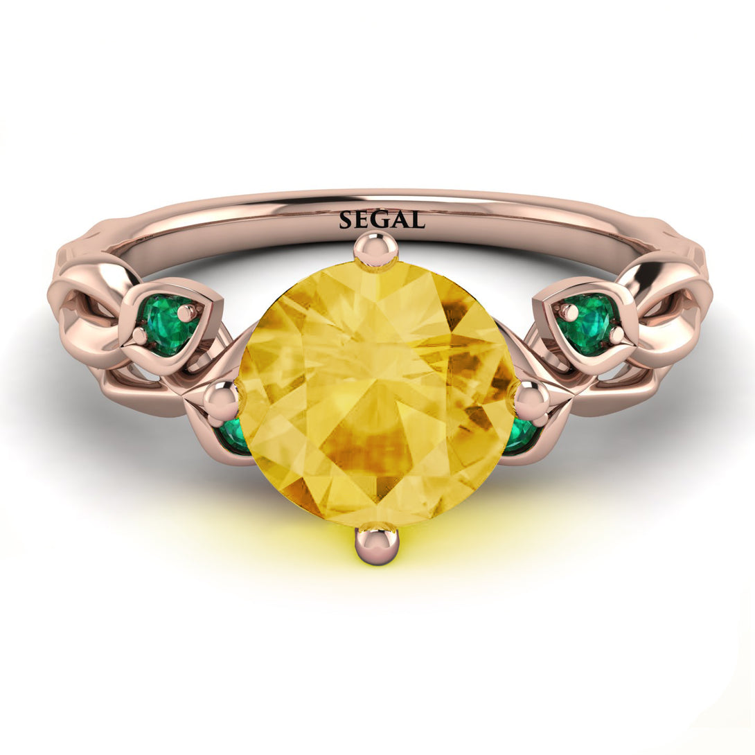 14K Gold Radiant Citrine Flower Harmony Ring - Autumn No. 605