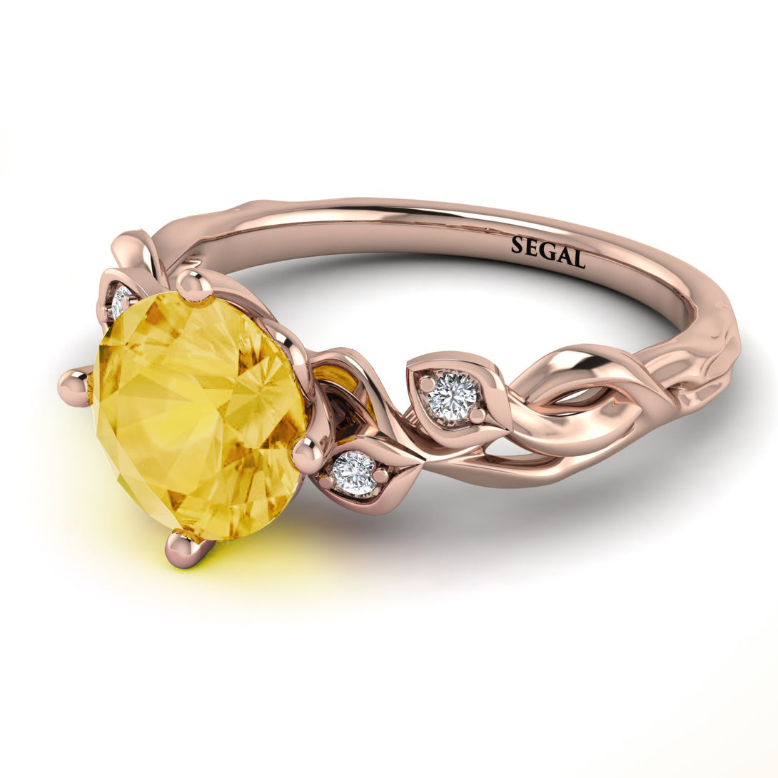 14K Gold Radiant Citrine Flower Harmony Ring - Autumn No. 602
