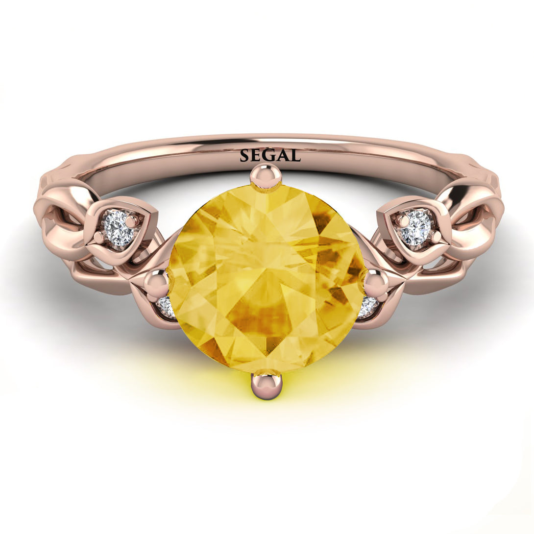 14K Gold Radiant Citrine Flower Harmony Ring - Autumn No. 602