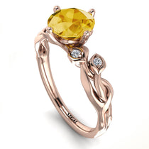 14K Gold Radiant Citrine Flower Harmony Ring - Autumn No. 602 image 1