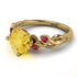 14K Gold Radiant Citrine Flower Harmony Ring - Autumn No. 610