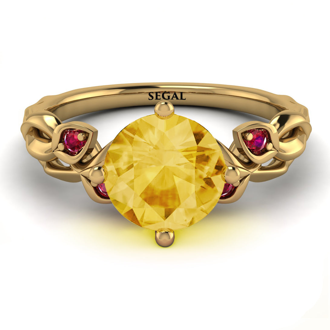 14K Gold Radiant Citrine Flower Harmony Ring - Autumn No. 610