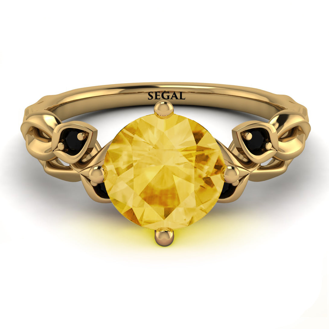 14K Gold Radiant Citrine Flower Harmony Ring - Autumn No. 607