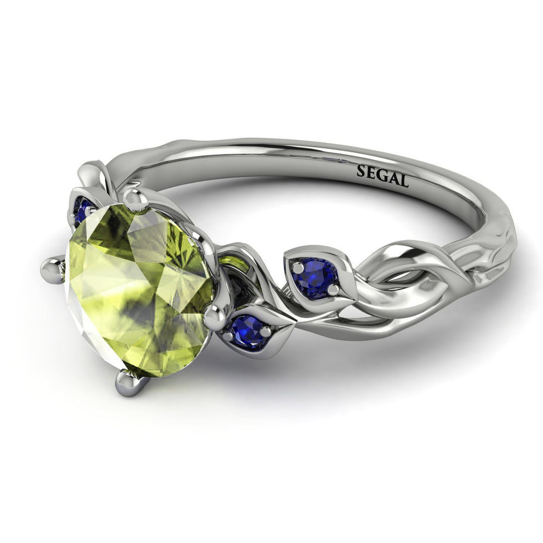 14K Gold Radiant Peridot Flower Harmony Ring - Autumn No. 715