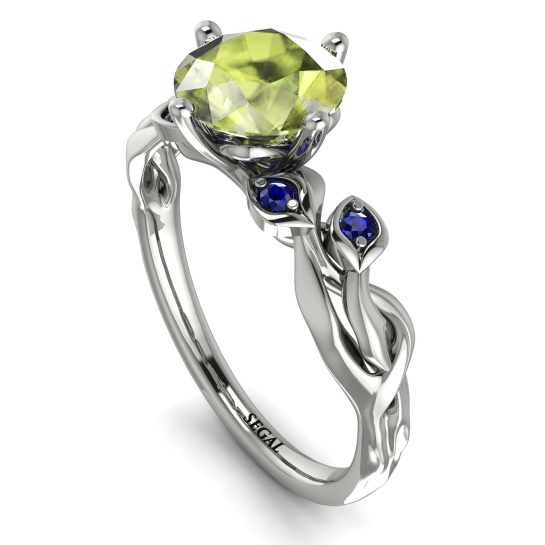 14K Gold Radiant Peridot Flower Harmony Ring - Autumn No. 715