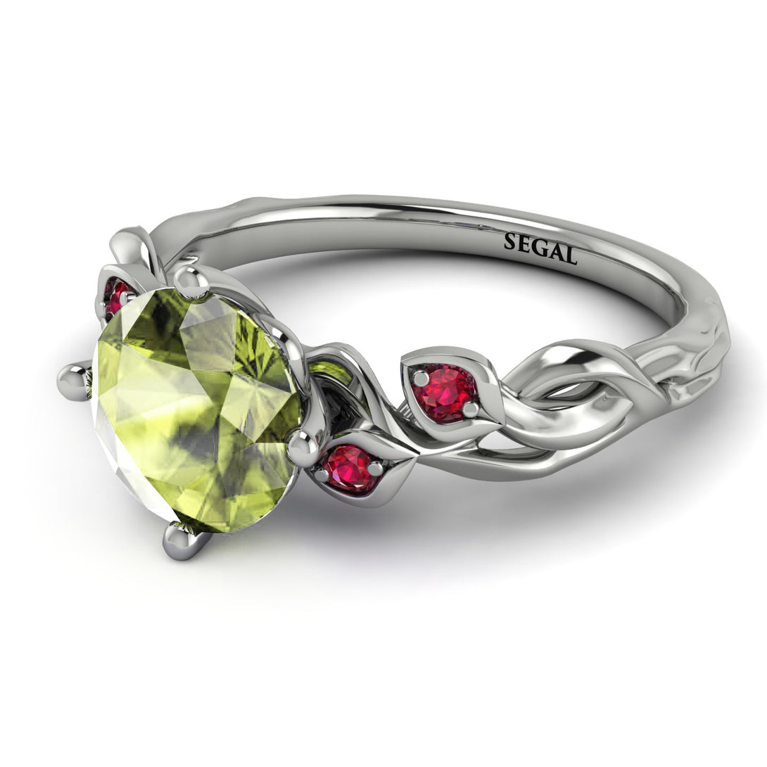 14K Gold Radiant Peridot Flower Harmony Ring - Autumn No. 712