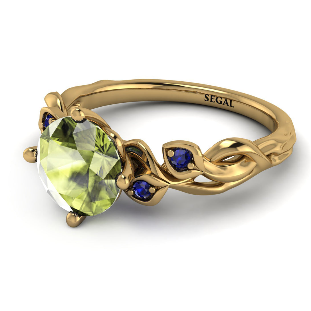 14K Gold Radiant Peridot Flower Harmony Ring - Autumn No. 713