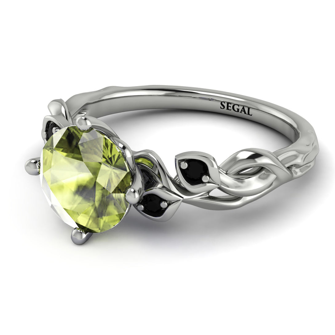 14K Gold Radiant Peridot Flower Harmony Ring - Autumn No. 709
