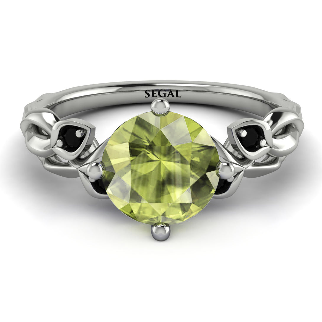14K Gold Radiant Peridot Flower Harmony Ring - Autumn No. 709