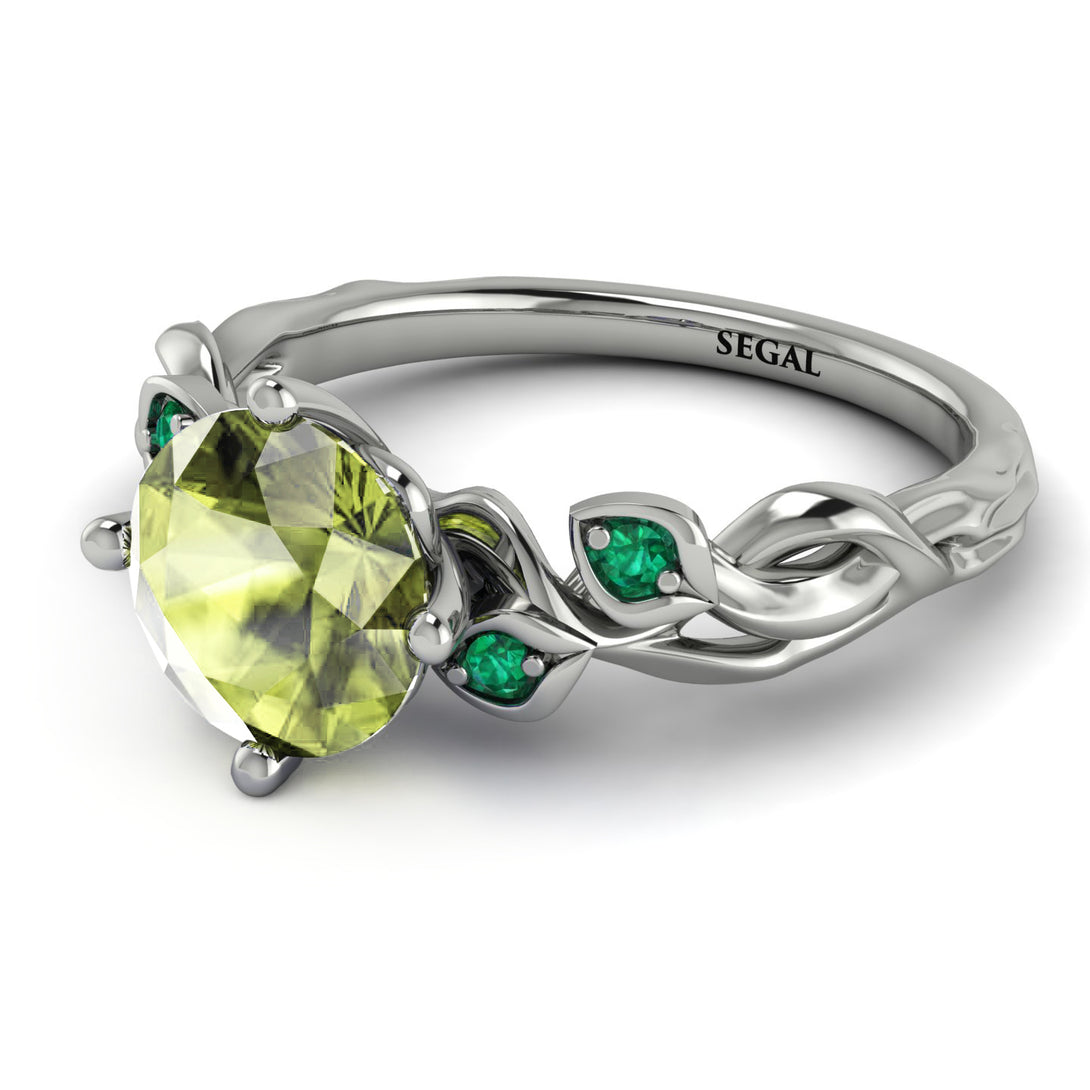 14K Gold Radiant Peridot Flower Harmony Ring - Autumn No. 706