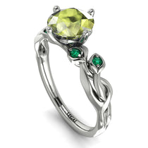 14K Gold Radiant Peridot Flower Harmony Ring - Autumn No. 706 image 1