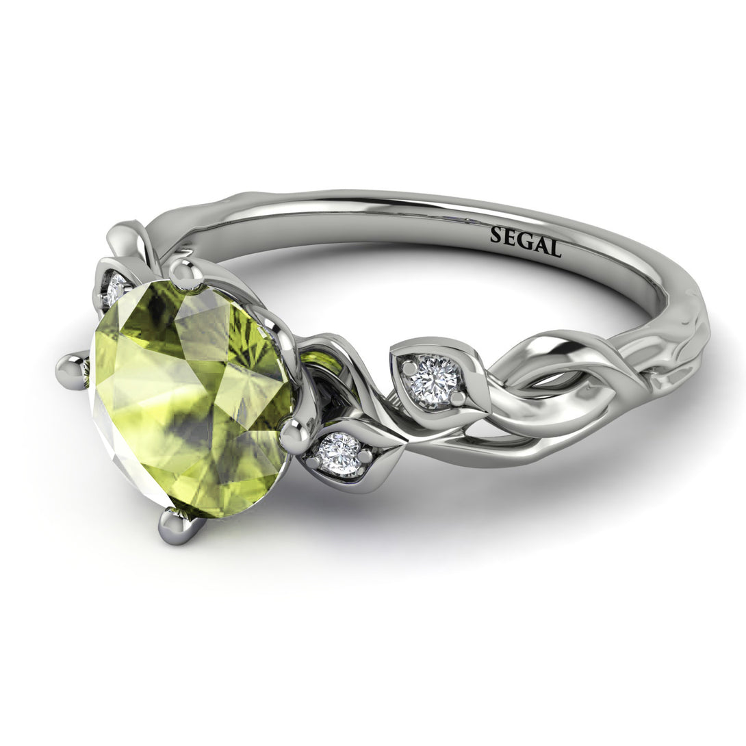 14K Gold Radiant Peridot Flower Harmony Ring - Autumn No. 703