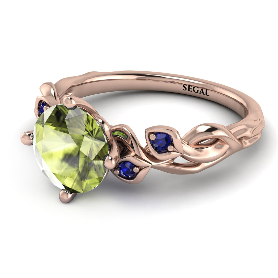 14K Gold Radiant Peridot Flower Harmony Ring - Autumn No. 714