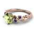 14K Gold Radiant Peridot Flower Harmony Ring - Autumn No. 714