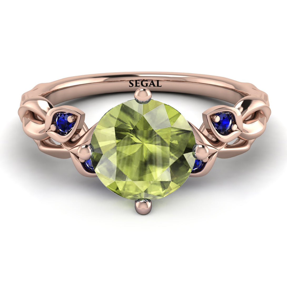 14K Gold Radiant Peridot Flower Harmony Ring - Autumn No. 714