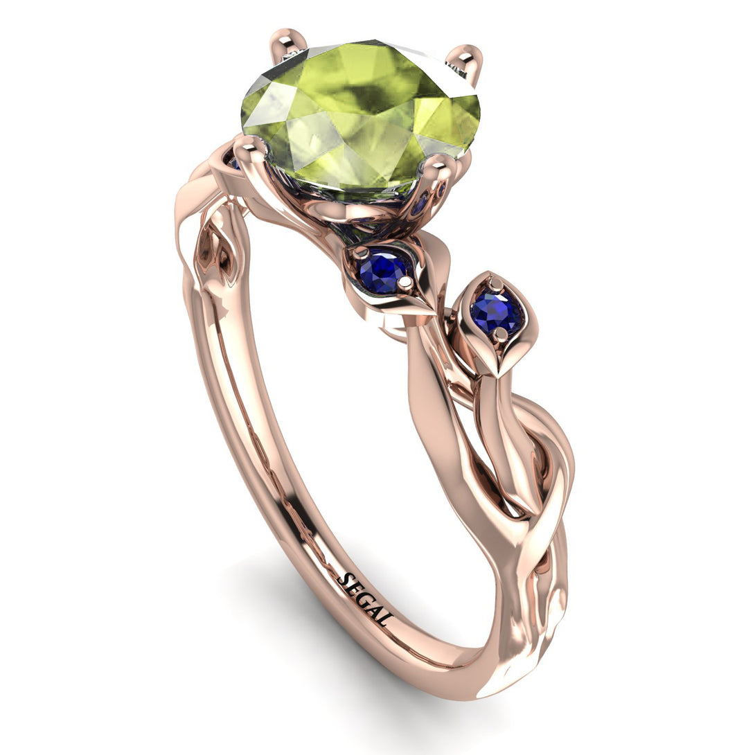 14K Gold Radiant Peridot Flower Harmony Ring - Autumn No. 714