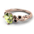 14K Gold Radiant Peridot Flower Harmony Ring - Autumn No. 708