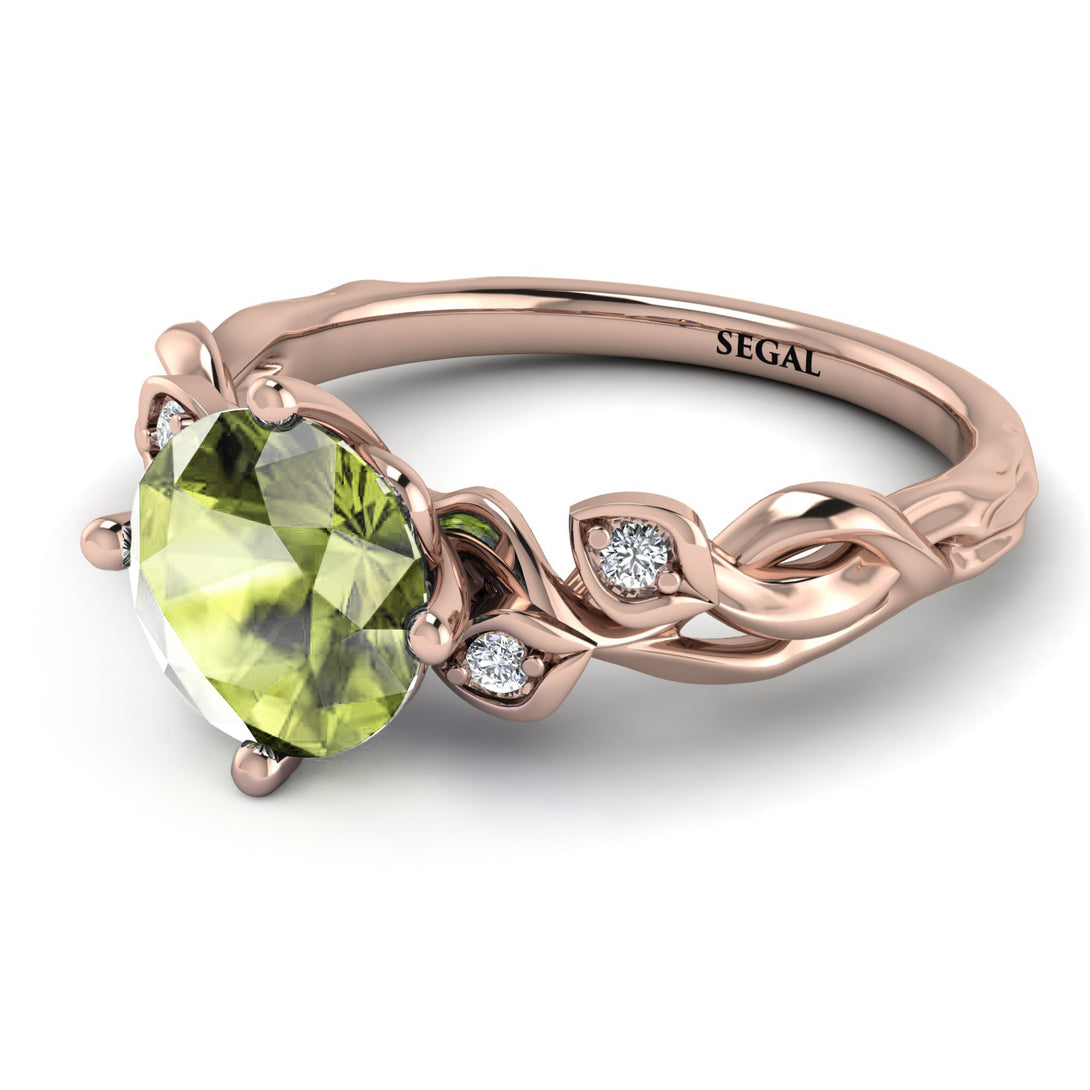 14K Gold Radiant Peridot Flower Harmony Ring - Autumn No. 702