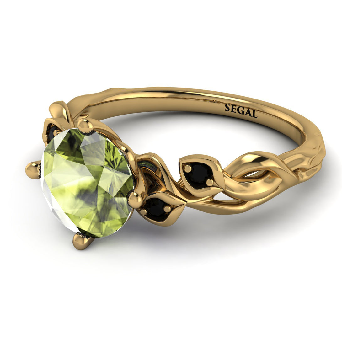 14K Gold Radiant Peridot Flower Harmony Ring - Autumn No. 707