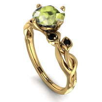14K Gold Radiant Peridot Flower Harmony Ring - Autumn No. 707 image 1