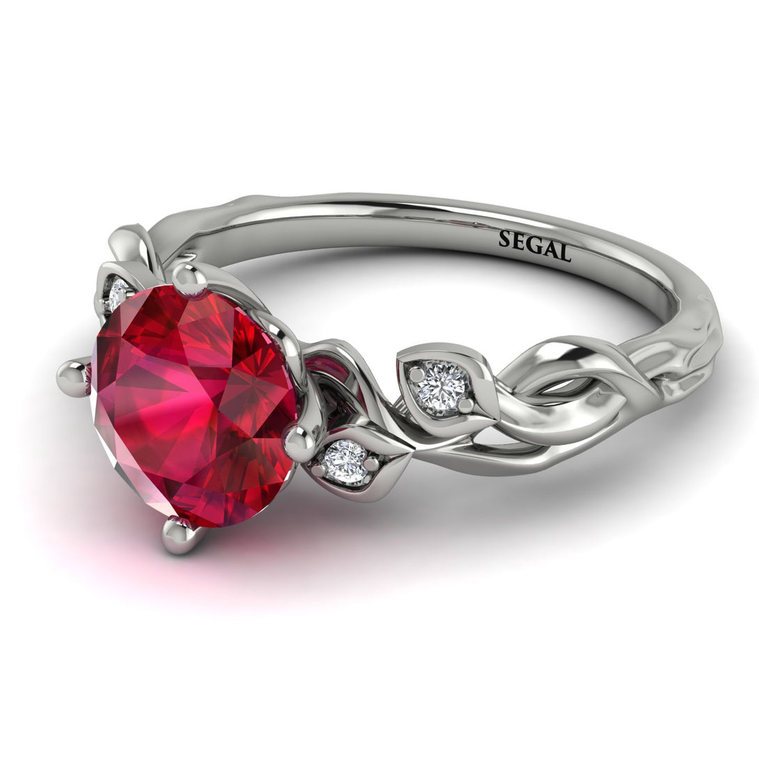 14K Gold Radiant Ruby Flower Harmony Ring - Autumn No. 12