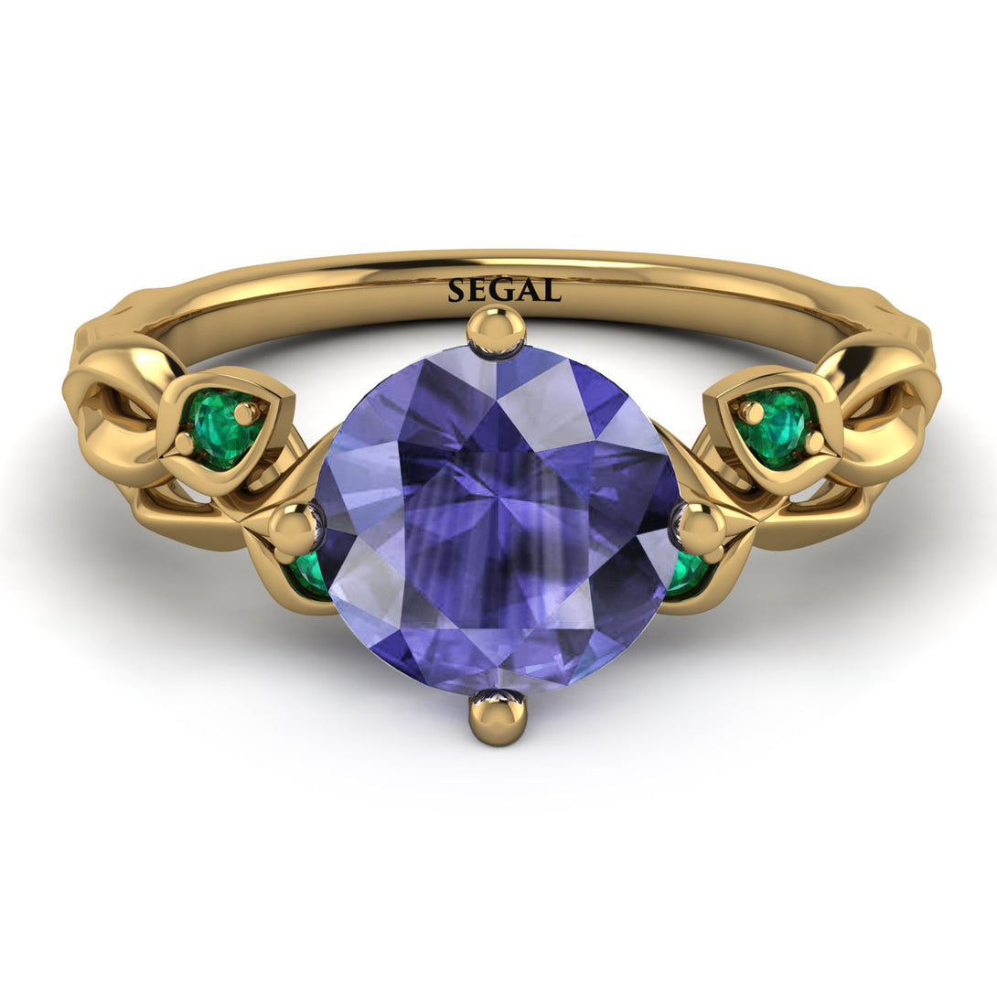 14K Gold Radiant Tanzanite Flower Harmony Ring - AutumnNo. 204