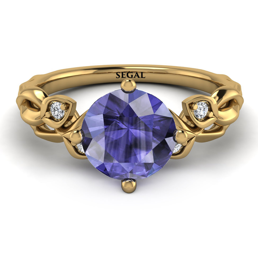 14K Gold Radiant Tanzanite Flower Harmony Ring - Autumn No. 201