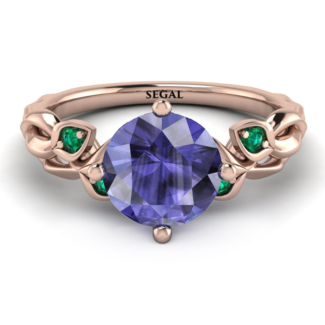 14K Gold Radiant Tanzanite Flower Harmony Ring - Autumn No. 205