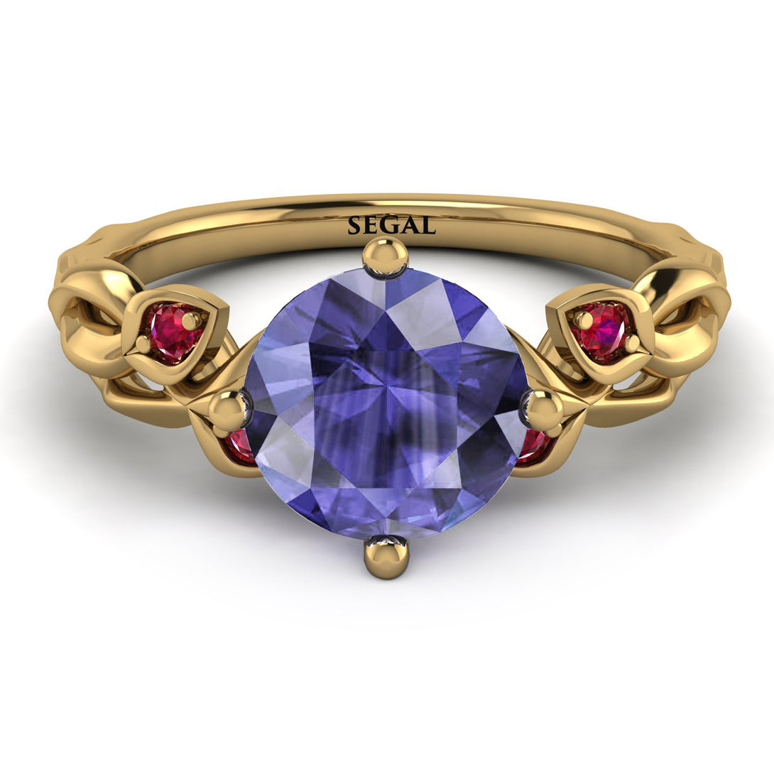 14K Gold Radiant Tanzanite Flower Harmony Ring - Autumn No. 210