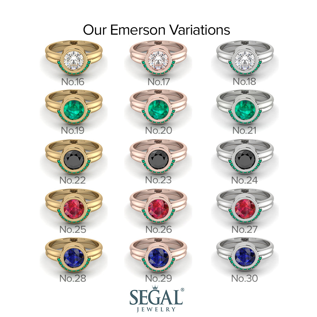 Bezel Emerald Bridal Set - Emerson No. 50