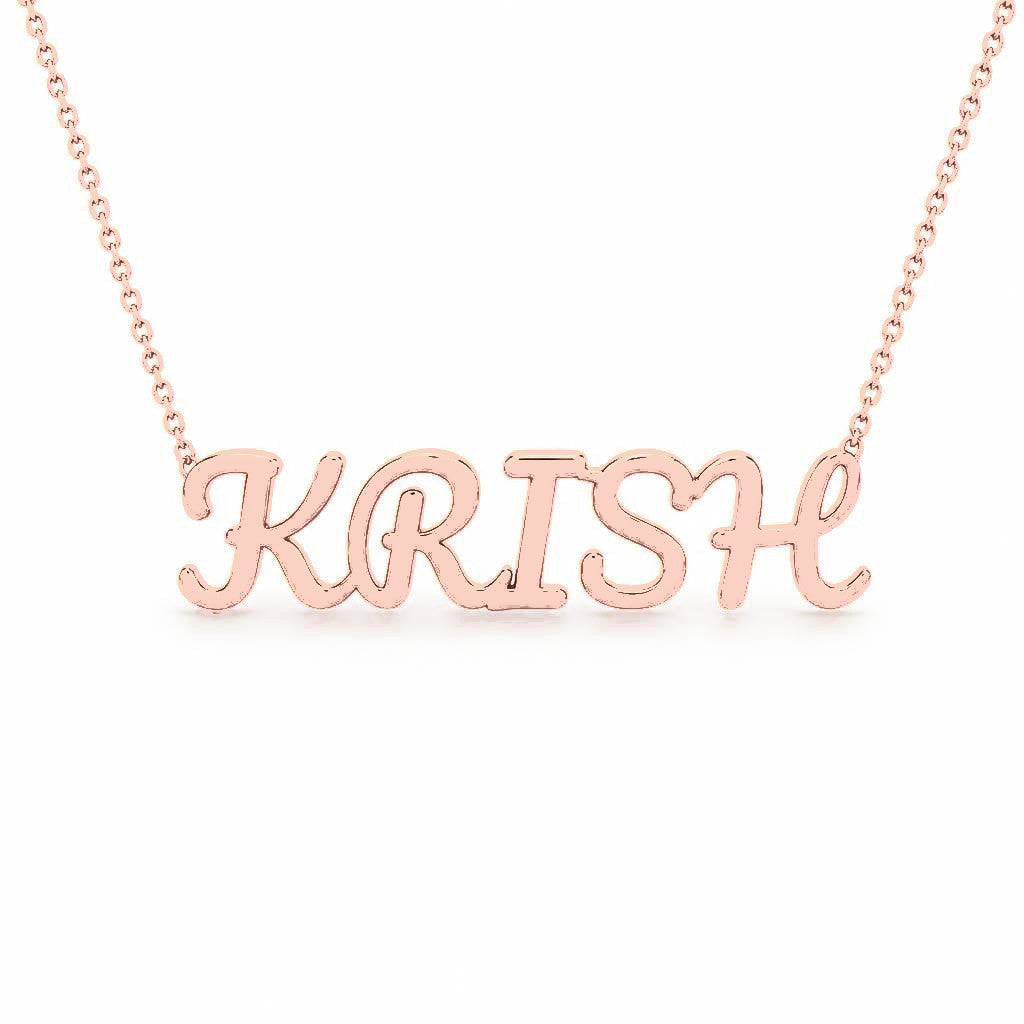 Gold Name Necklace – KRISH | 14K Solid Gold