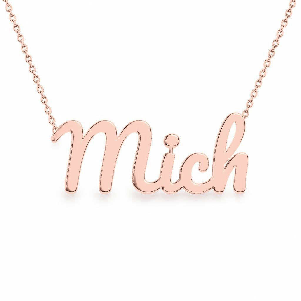 Gold Name Necklace – Mich | 14K Solid Gold