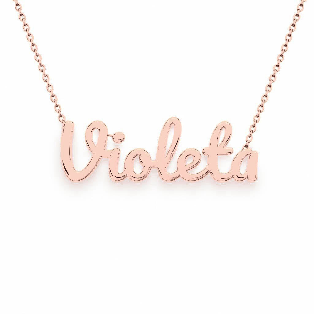 Gold Name Necklace – Violeta | 14K Solid Gold