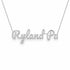Ryland Pa name necklace in solid 14K White Gold, handmade in Los Angeles