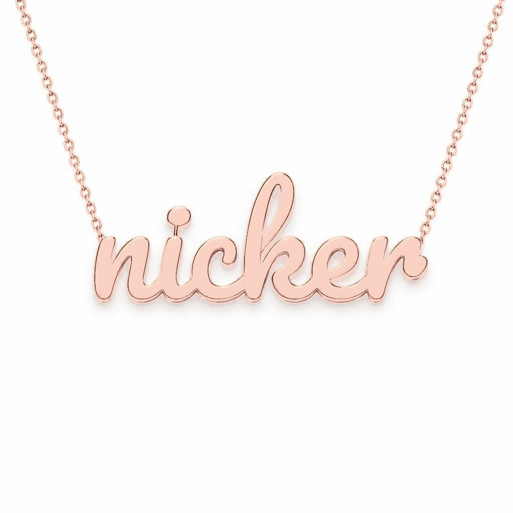 Gold Name Necklace – Nicker | 14K Solid Gold