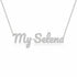 My Selena name necklace in solid 14K White Gold, handmade in Los Angeles