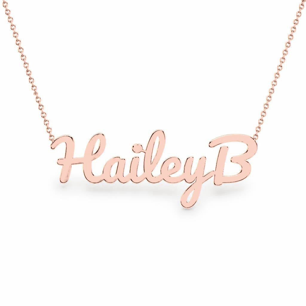 Gold Name Necklace – HaileyB | 14K Solid Gold