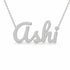 Ashi name necklace in solid 14K White Gold, handmade in Los Angeles