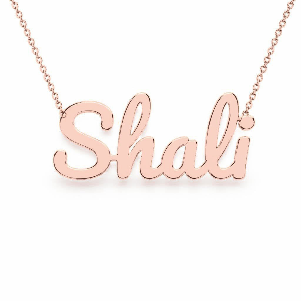 Gold Name Necklace – Shali | 14K Solid Gold