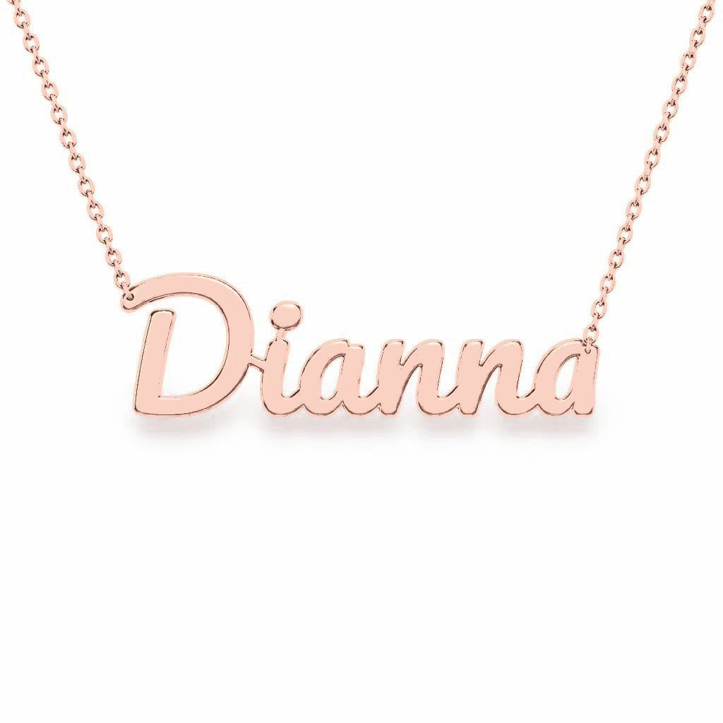 Gold Name Necklace – Dianna | 14K Solid Gold