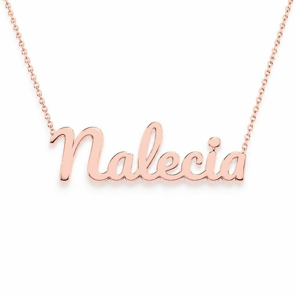 Gold Name Necklace – Nalecia | 14K Solid Gold
