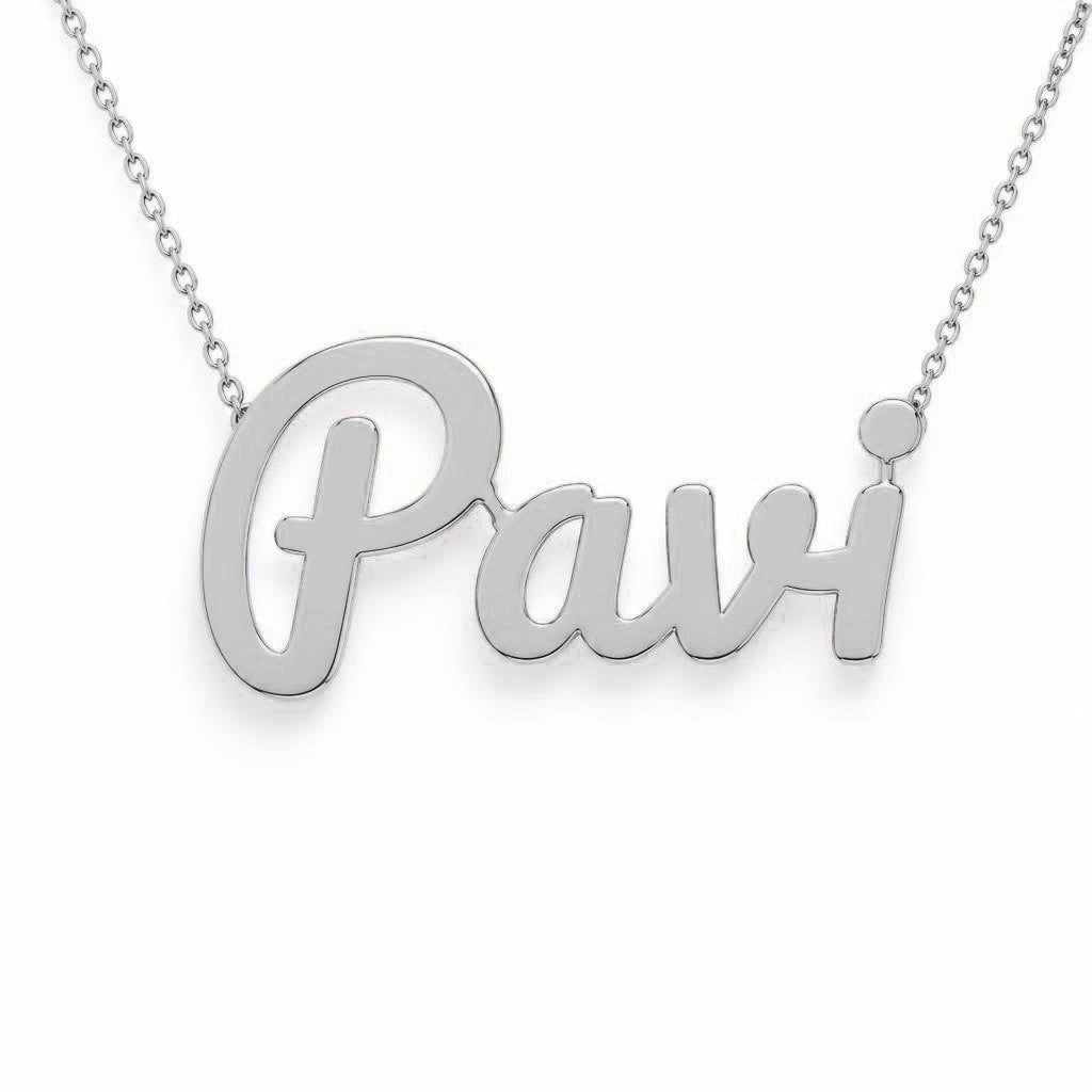 Gold Name Necklace – Pavi | 14K Solid Gold