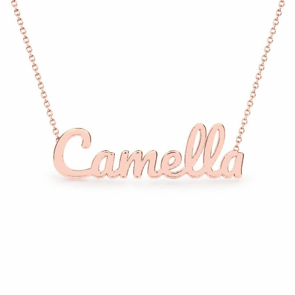 Gold Name Necklace – Camella | 14K Solid Gold