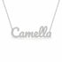 Camella name necklace in solid 14K White Gold, handmade in Los Angeles
