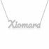 Xiomara name necklace in solid 14K White Gold, handmade in Los Angeles