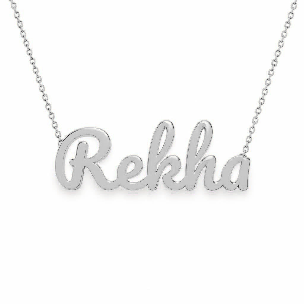 Gold Name Necklace – Rekha | 14K Solid Gold